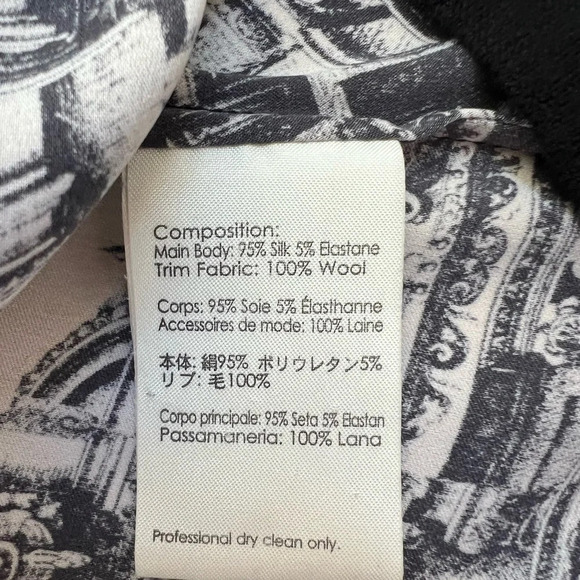 3.1 PHILLIP LIM Silk Printed Tank Top V-neck Black White Size S - Picture 10 of 10